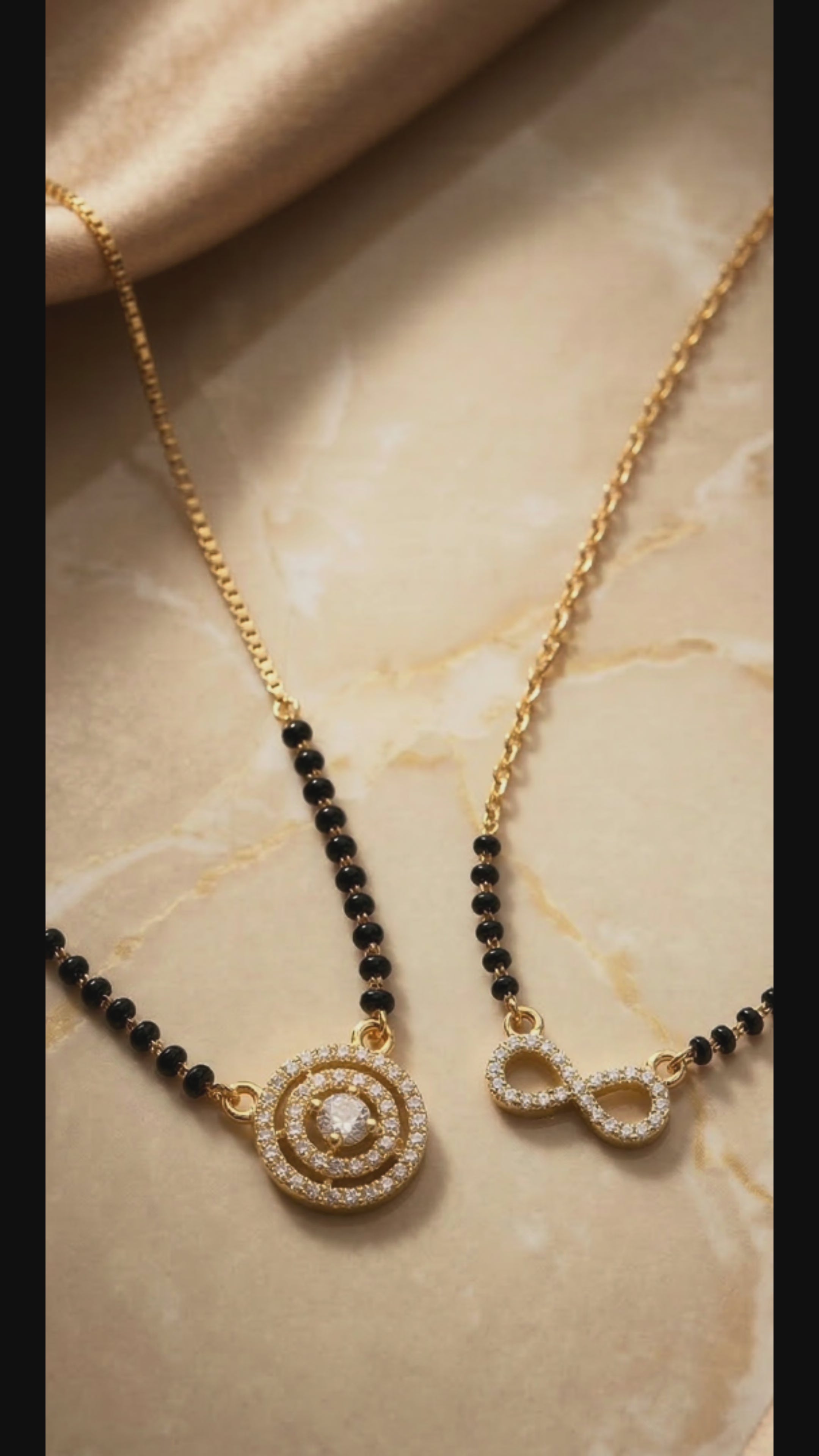 RAAYA AD Mangalsutra Combo (Pack of 2) | Diamond Look Pendants | Daily Wear | Micro Gold | Anti-Tarnish