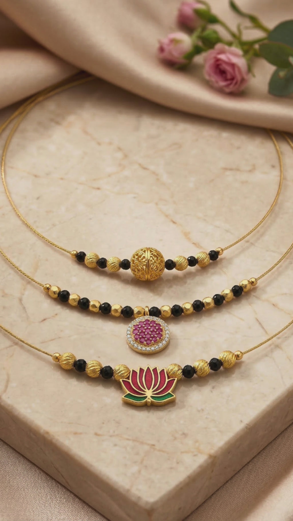 Invisible Mangalsutra Set – Pack of 3RAAYA Invisible Mangalsutra Combo (Pack of 3) | Minimal Daily Wear | Micro Gold | Anti-Tarnish