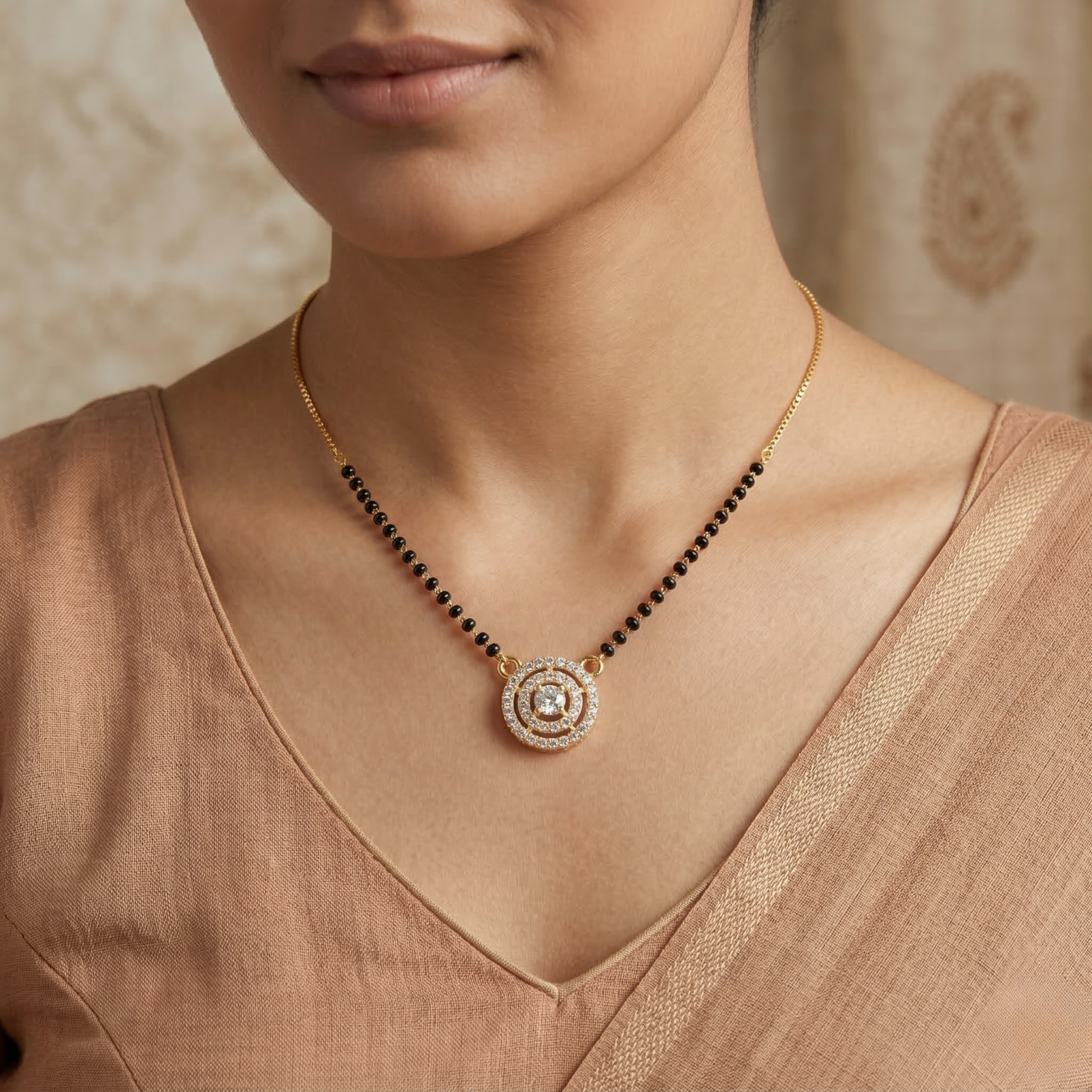 RAAYA AD Mangalsutra Combo (Pack of 2) | Diamond Look Pendants | Daily Wear | Micro Gold | Anti-Tarnish