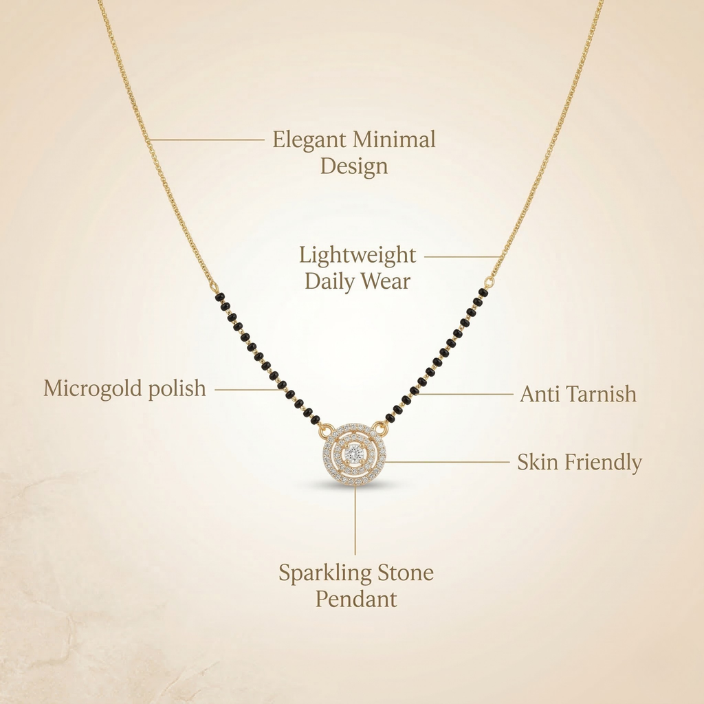 RAAYA AD Mangalsutra Combo (Pack of 2) | Diamond Look Pendants | Daily Wear | Micro Gold | Anti-Tarnish
